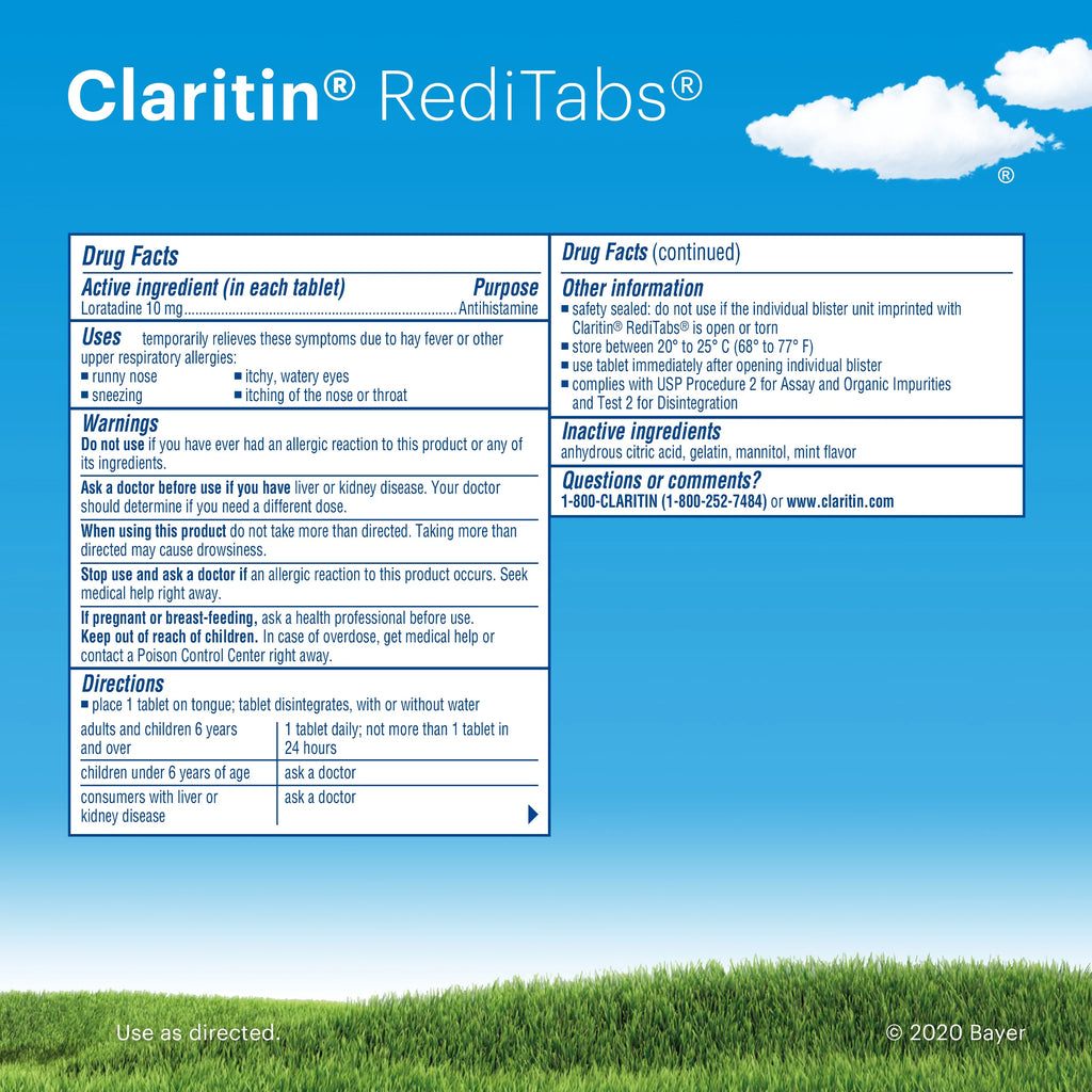 Claritin Juniors RediTabs, 24 Hour Non-Drowsy Allergy Medicine, 10 mg, 10 Ct