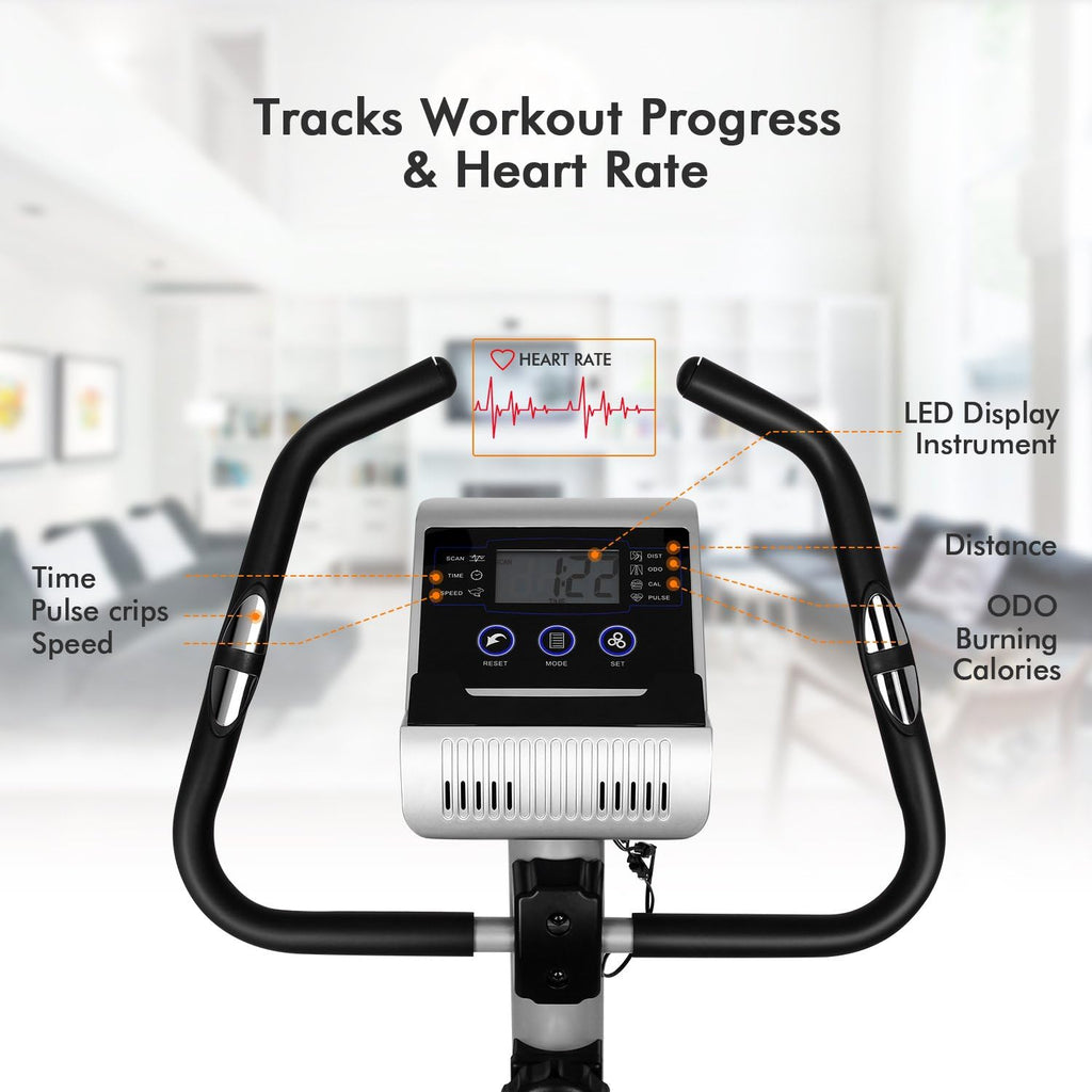 ANCHEER Upright Bike, Magnetic Resistance Exercise Bike for Cardio Workout Indoor Cycling