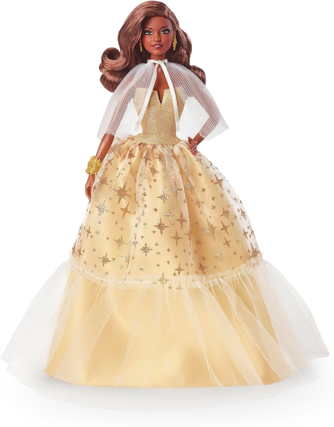 2023 Holiday Barbie Doll, Seasonal Collector Gift, Barbie Signature, Golden Gown and Displayable Packaging, Dark Brown Hair