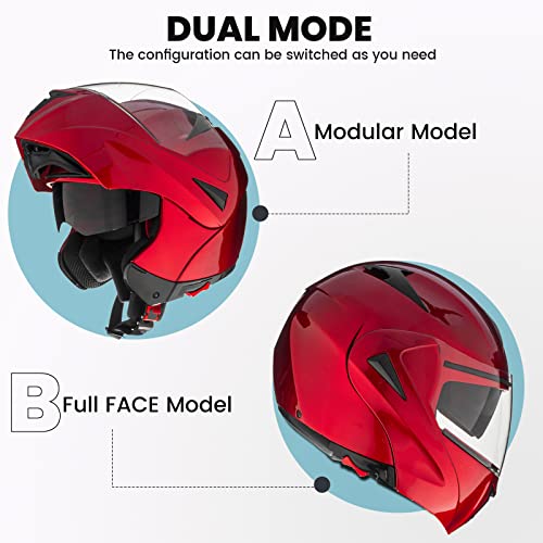 ILM Motorcycle Helmets Modular Dual Visor Flip-up Full Face Street Bike Racing Helmet DOT 5 Colors Model 808