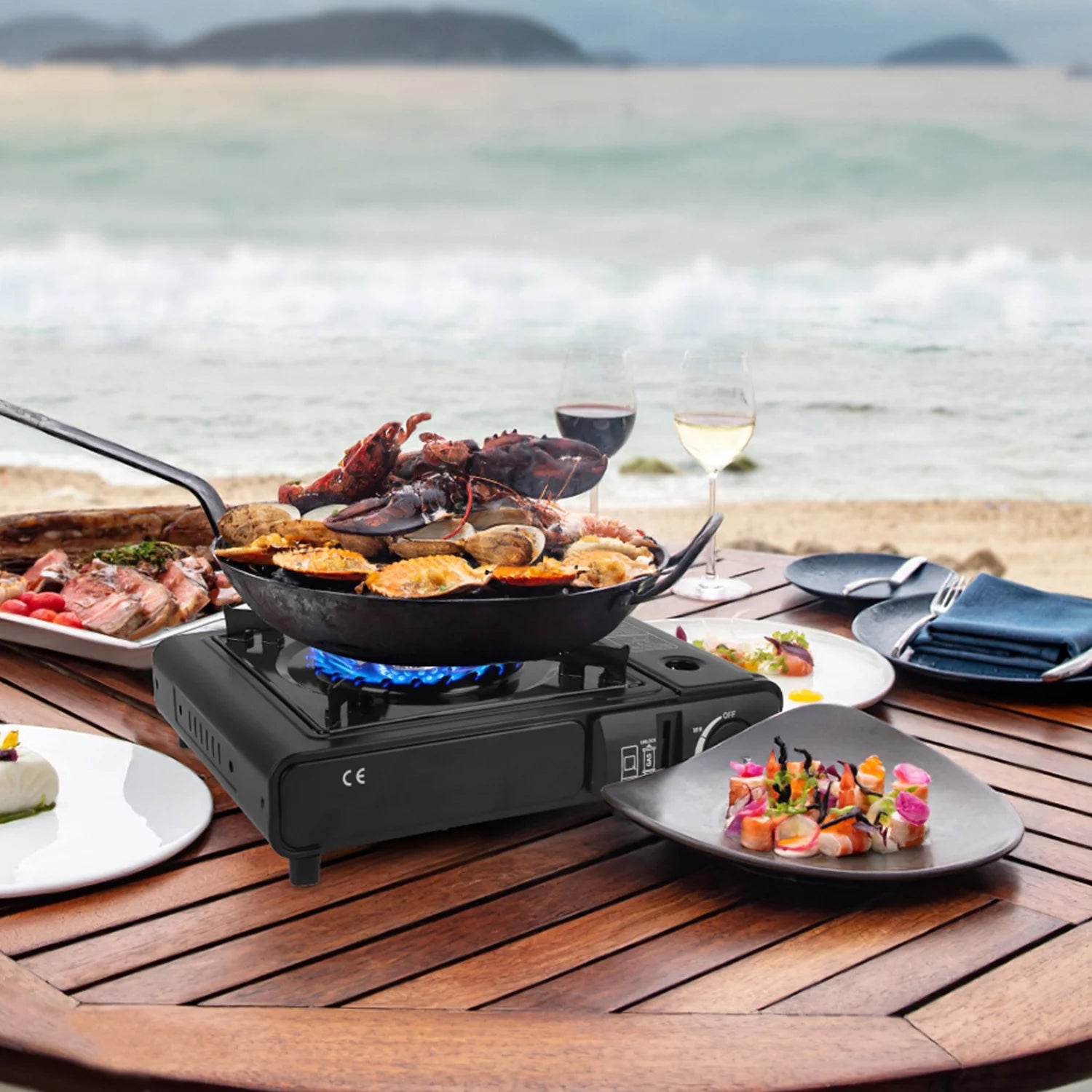 3300W Portable Butane Stove iMounTEK Butane Canister Dual Fuel Burner with Carry Case for Camping Hiking Picnic Fishing BBQ RV