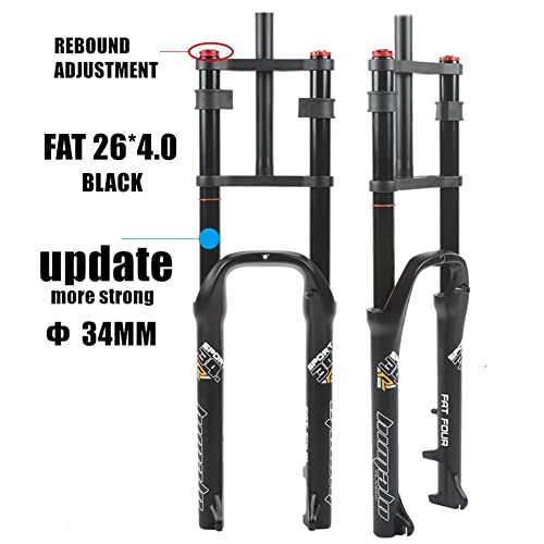 ARBOEE 26 Inch Bike Suspension Forks 4.0 Fat Bike Straight Front Fork Downhill Mountain Bike Double Shoulder 1-1/8 Disc Brake Air Fork QR 140mm Travel Snow Beach E-Bike BMX 2850g