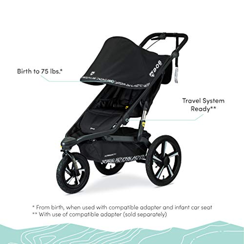BOB Gear Bundle, Alterrain Pro Jogging Stroller, Black + Deluxe Snack Tray for Single Jogging Strollers + BOB Gear Deluxe Handlebar Console with Tire Pump for Single Jogging Strollers, Black