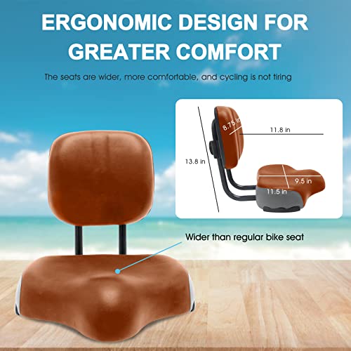 H&ZT Oversized Bike Saddle with Backrest, Universal Replacement Bicycle Saddle Comfortable Wider Compatible with Tricycle, Exercise and Road Bikes
