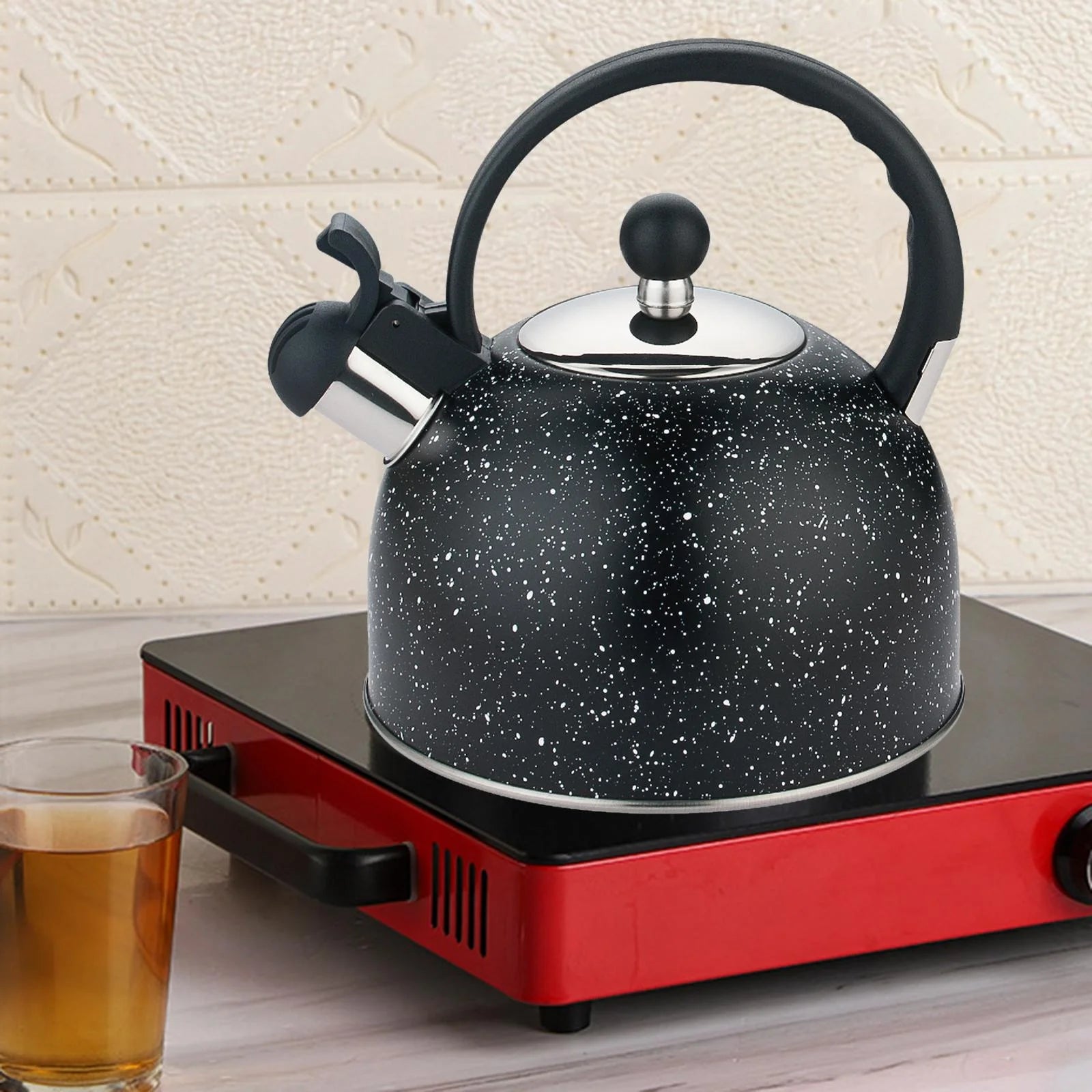 Multifunctional Loud Whistling Kettle 2L Large Capacity Household Stainless Steel Picnic Tea Pot Teapot Kettle Water Kettle for picnic black
