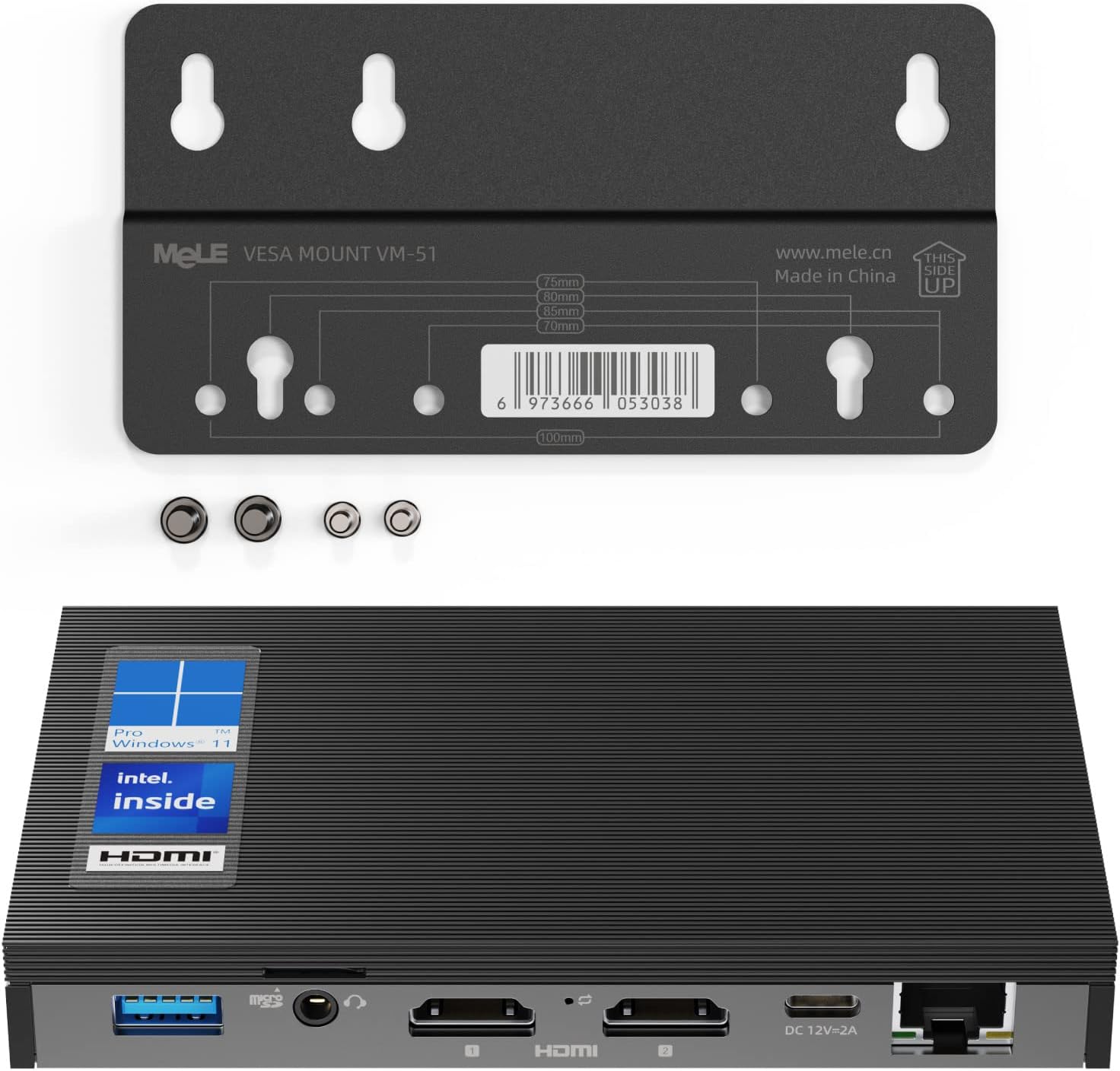 MeLE Mini PC Quieter2Q Fanless Windows 11 Pro Portable Desktop Micro Computer J4125 8G 128GB 4K Dual HDMI Gigabit Ethernet Small Form Factor pc for Home Office School Business Media Industry IoT Etc.