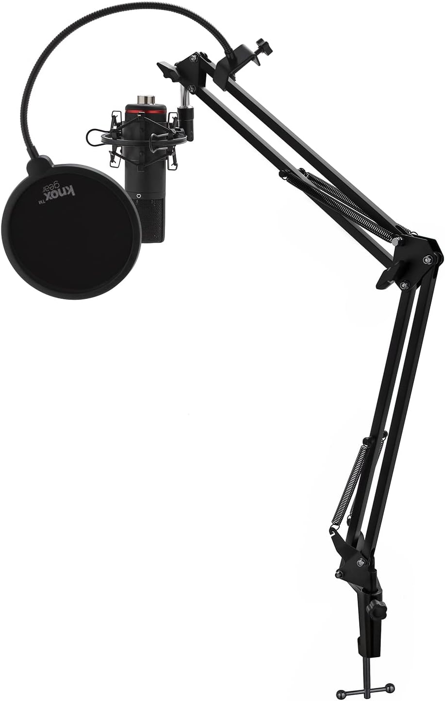 Focusrite Scarlett 2i2 Studio 3rd Gen USB Audio Interface Bundle with Pro Tools First, Microphone, Headphones, XLR Cable, Knox Studio Stand, Shock Mount, and Pop Filter (7 Items)
