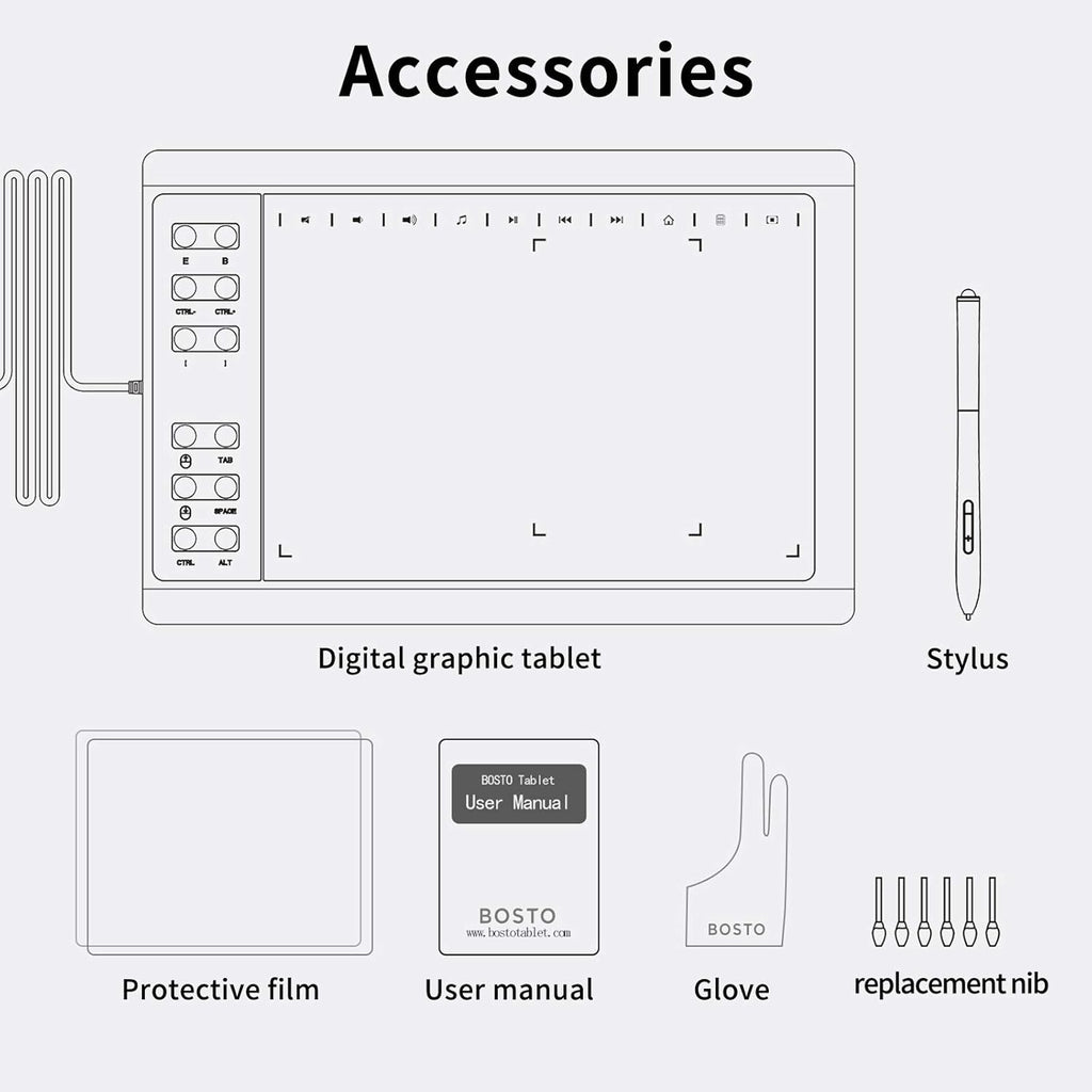 Drawing Tablet 10 X 6 Inches, Digital OSU Large Digital Graphic Tablet with Pressure Sensitive Stylus and Other Accessories Pack of 2