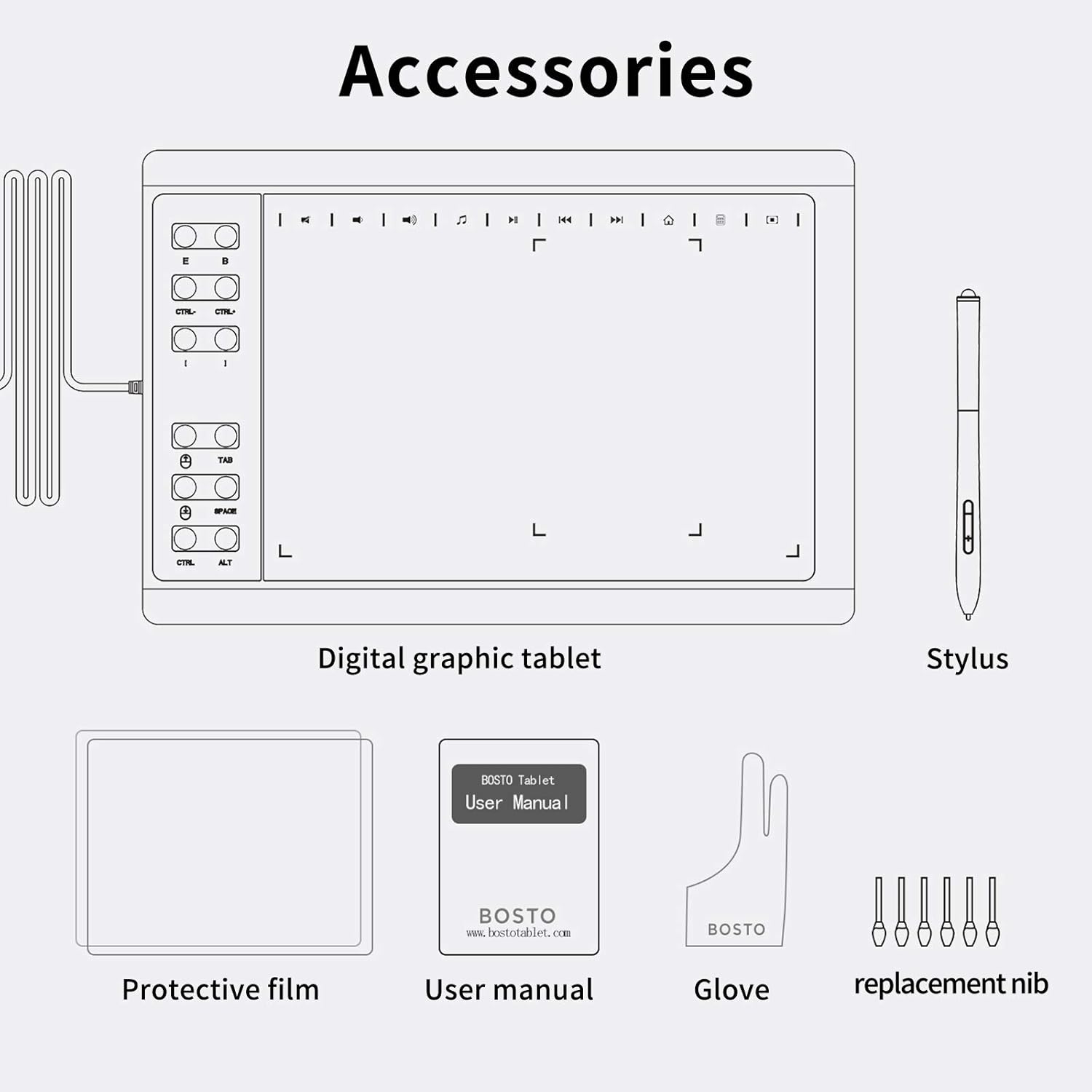 Drawing Tablet 10 X 6 Inches, Digital OSU Large Digital Graphic Tablet with Pressure Sensitive Stylus and Other Accessories Pack of 2
