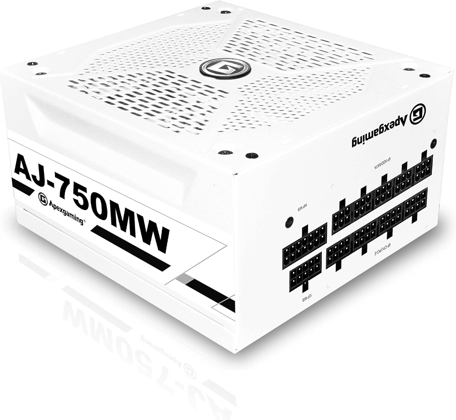 New 2021 Ultra White 100% All Japanese Capacitor 80+ Gold Certified Fully Modular 750W Gaming PSU Support NV RTX3-series & ATI RX6-series GPU ApexGaming AJ-750MW