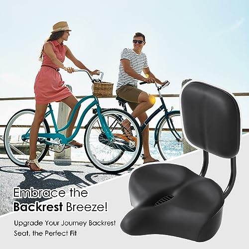MOONCOOL Backrest Saddle Bike Seat with Backrest, 11.5" x 9.5" Bicycle Tricycle Saddle Seat with Back Support, Oversize Comfort Saddle with Back Rest