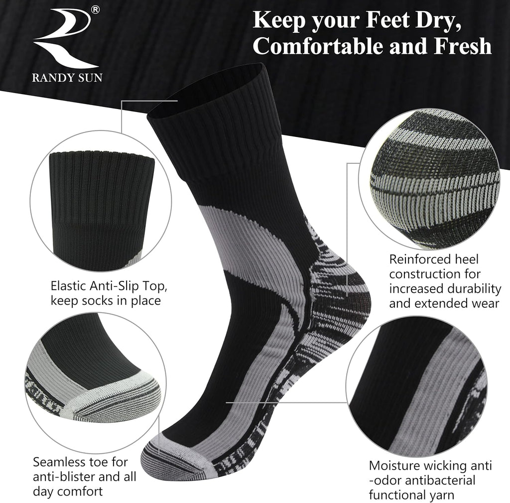 RANDY SUN Waterproof Breathable Socks, [SGS Certified] Unisex Novelty Skiing Trekking Hiking Wading Trail Socks 1 Pair