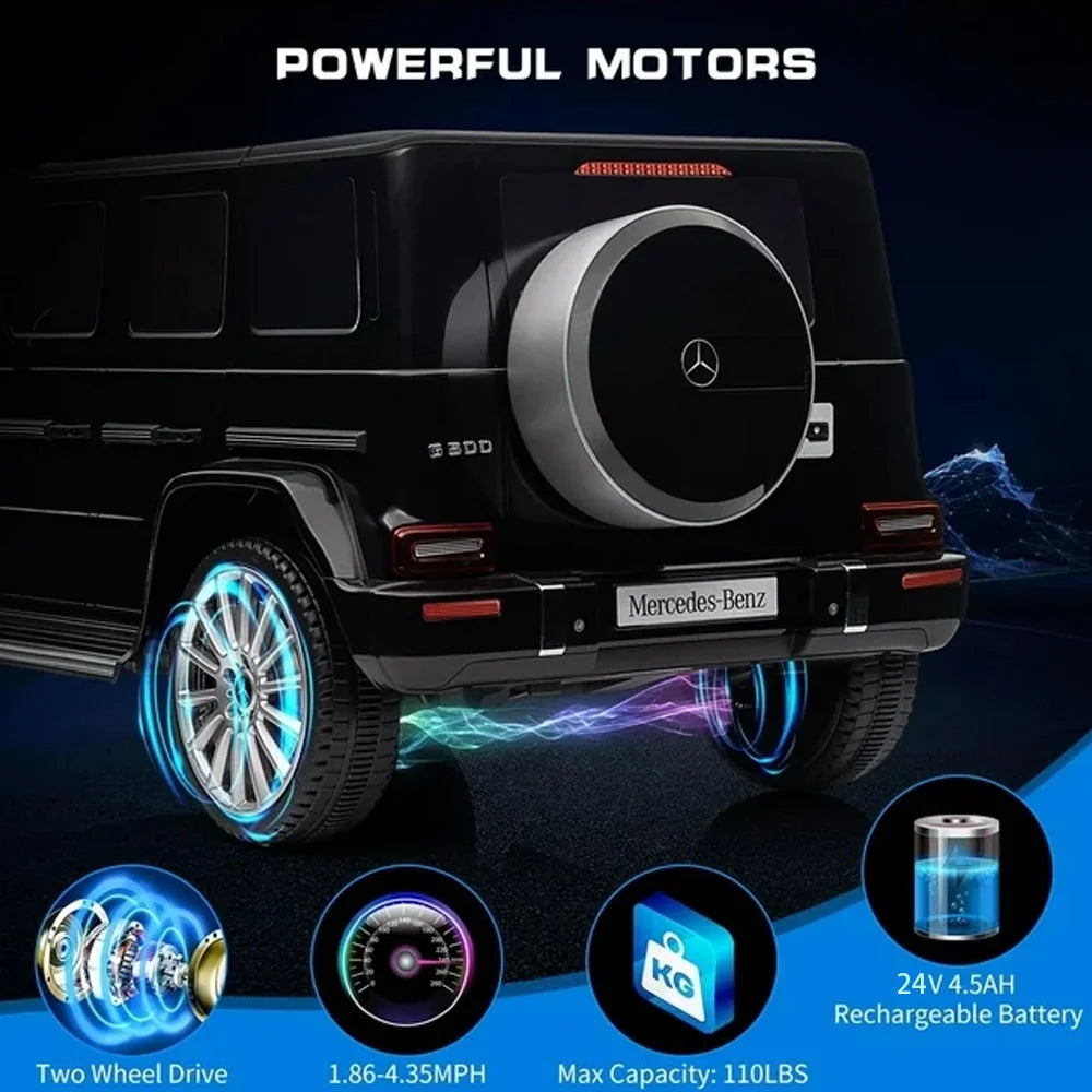 24V Battery Powered Ride On Cars with Remote Control, Licensed Mercedes Benz G500 Electric Car for Kids Boys Girls Gifts, Ride on Trucks Toys with Bluetooth, Music, Led Lights
