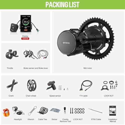 BAFANG BBS02B 36V/48V 500W Mid Drive Kit with Battery(Optional) 48V Ebike Motor with DIY LCD Display/Controller Electric Bikes Conversion kit for Mountain Bike