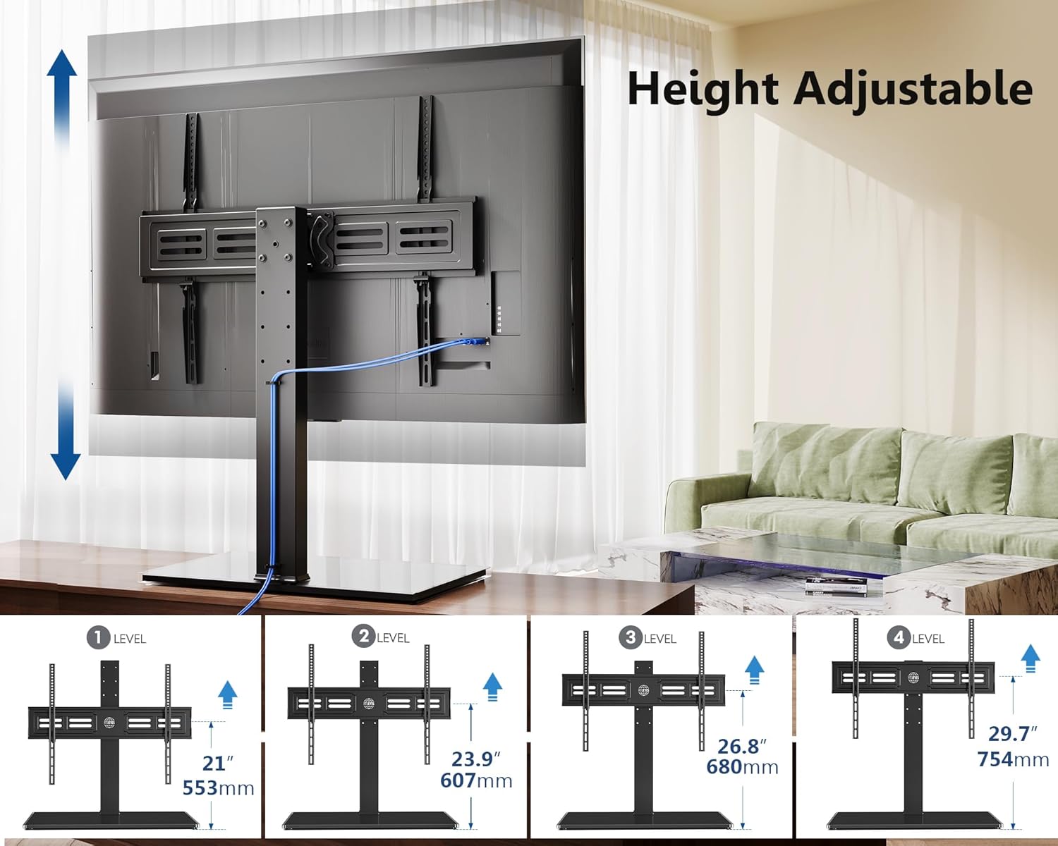 FITUEYES Table Top TV Stand for 50-85 inch TVs and Rolling TV Stand for 32-75 Inch TVs