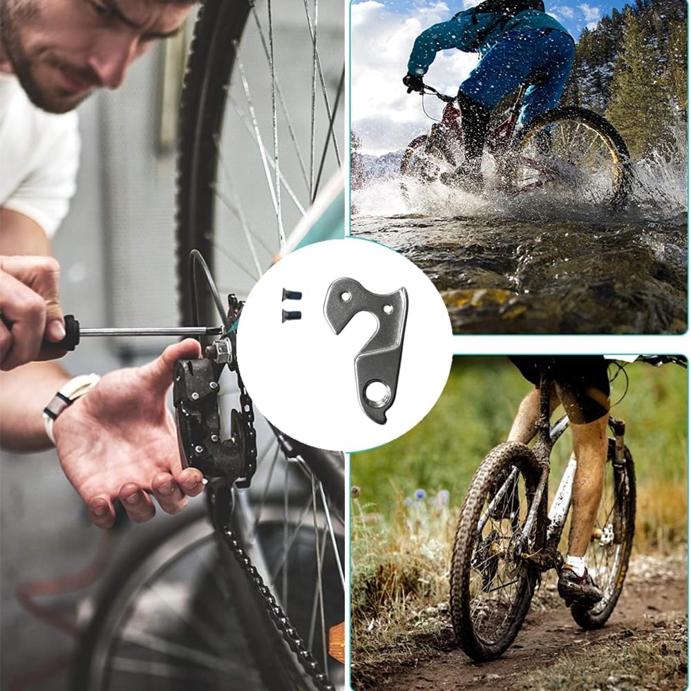 2 PCS Bike Rear Derailleur Hanger Durable Bike Derailleurs Bicycle Rear Derailleur Hanger MTB Road Bike Frame Gear Parts Dropout Adapter WG008-SL Silver 2.24x1.38''
