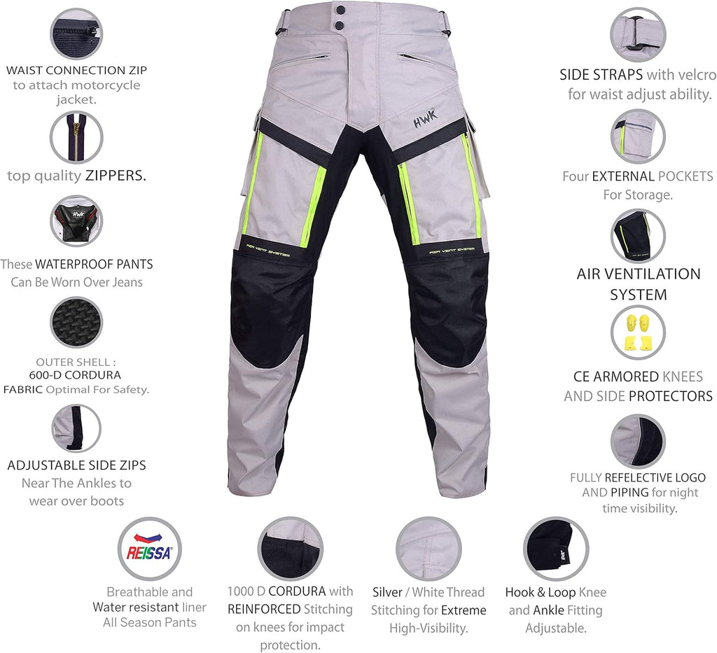 HWK Motorcycle Pants Cargo Pants Work Pants for Men Adventure Hi-Vis All-Purpose