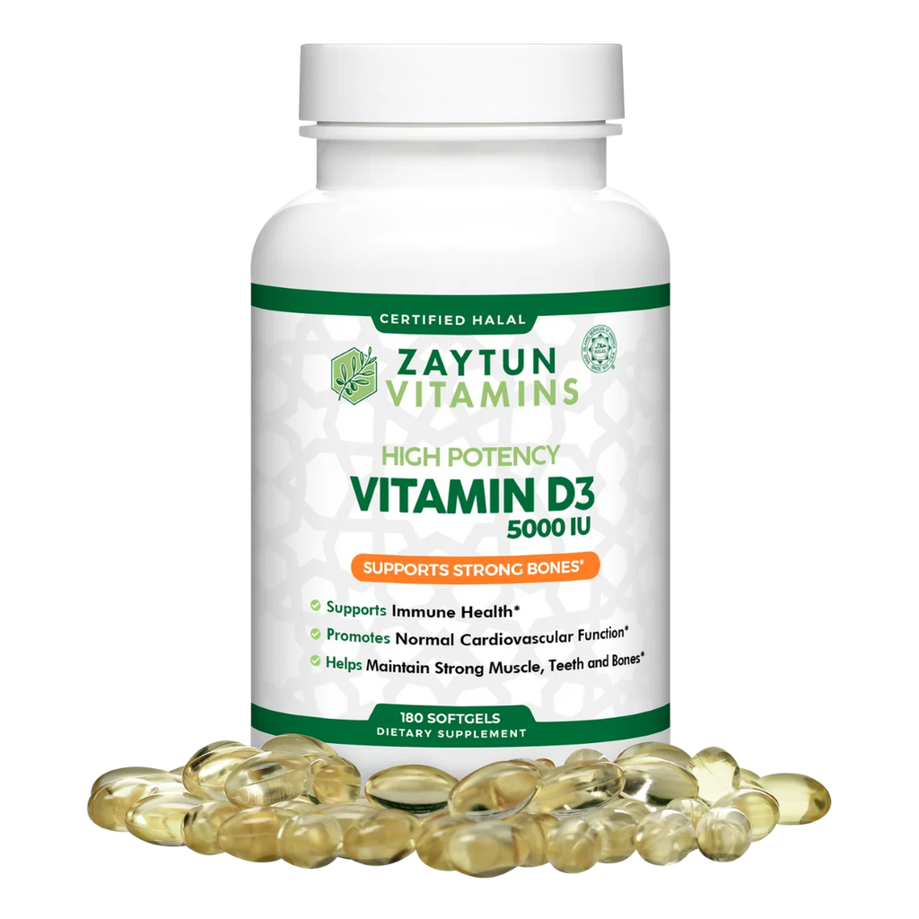 Zaytun Vitamins Halal Vitamin D3 5000 IU, 180 Softgels