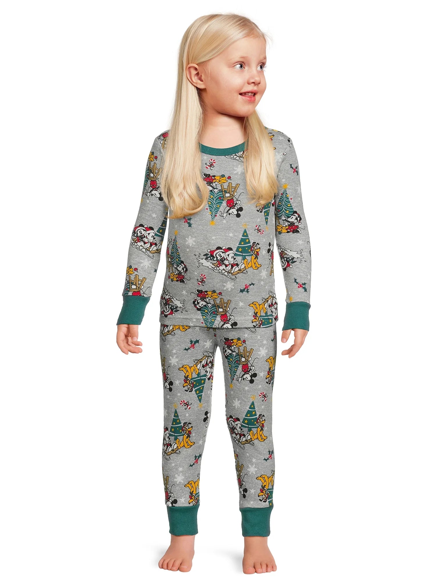 Disney Mickey Mouse Toddler Unisex Long Sleeve Top and Pants, 2-Piece Pajama Set, Sizes 12M-5T