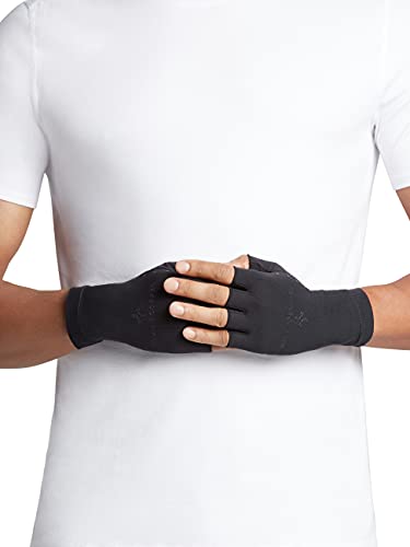 Tommie Copper Core Compression Half Finger Gloves, Unisex, Men & Women, Gloves for Hand Stiffness, Swelling & Joint Support