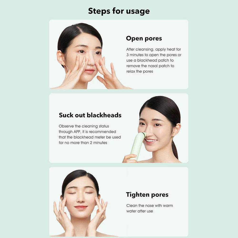 Ametoys Pinjing Blackhead Remover Pore with 0.3MP Macro Camera/HD APP Display/2 Suction Probes/3 Modes Electric Blackhead Extractor Tool Pimple Extractor Facial Skin Care Beauty Tool