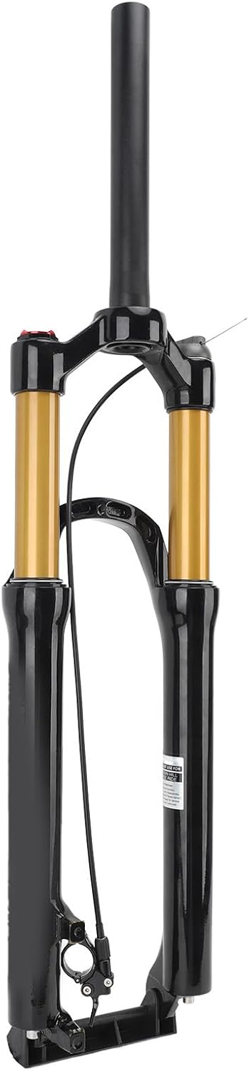 Bike Fork 27.5 Inch Mountain Bike Front Fork Suspension Fork High Strength Remote Lockout Straight Steerer Silent Bike Suspension Front Fork for Cycling Gold Tube