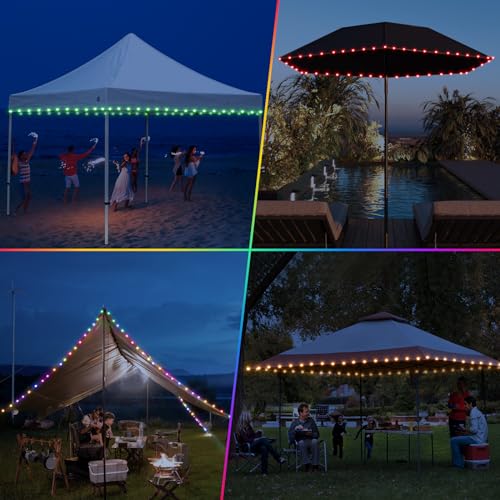 BRIGHTDECK LED Canopy String Lights,40ft Outdoor Battery Operated Rope Lights for 10'x10' Tents,8 Modes Pop Up Canopy Lights,Waterproof Camping Tent Light Accessories with Remote