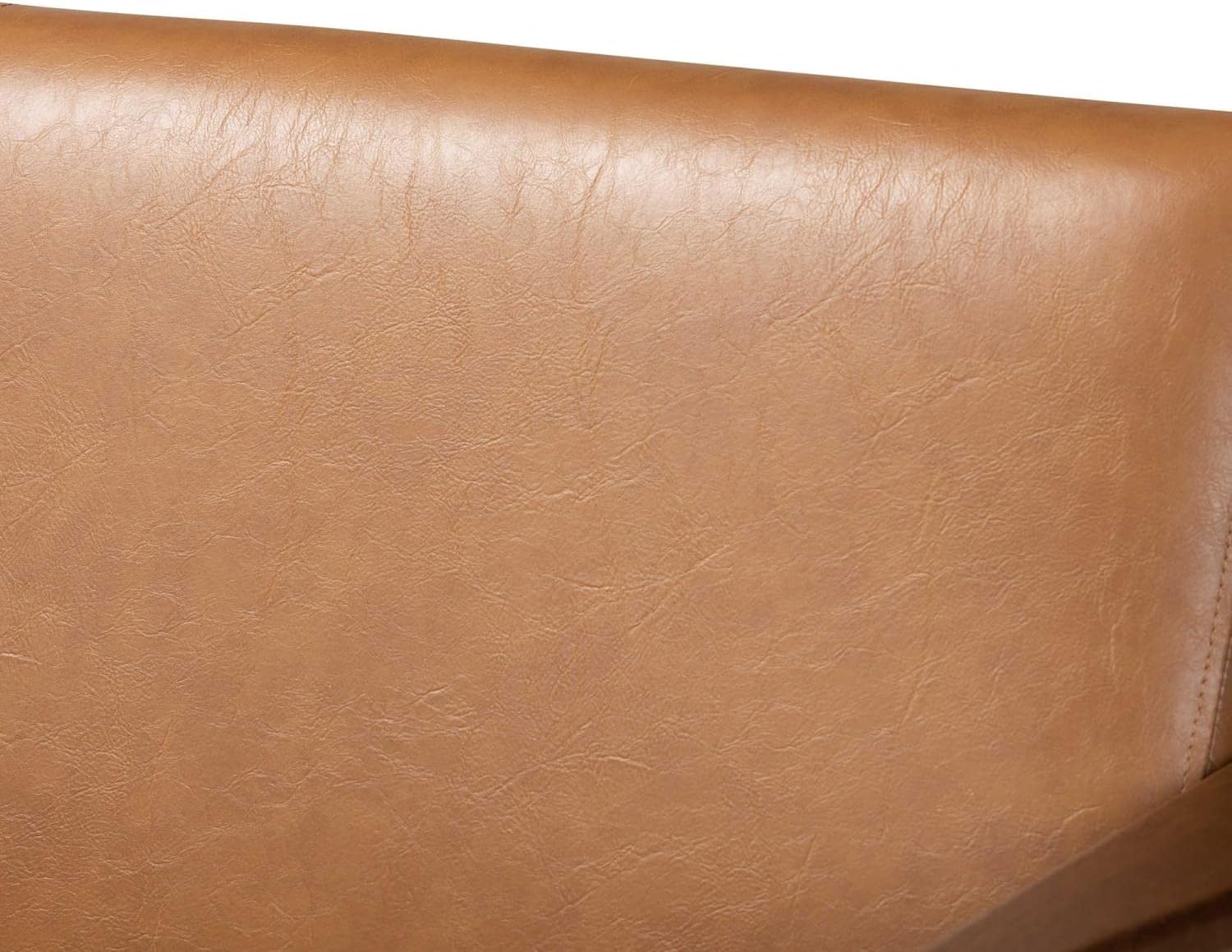 Baxton Studio Bianca Mid-Century Modern Walnut Brown Finished Wood and Tan Faux Leather Effect Loveseat