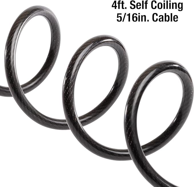 Bike Cable Resettable Combination Lock Duty Anti Theft Bicycle Cable Lock 5 Foot Coiled Cut Resistant Cable with 4 Digit Custom Combination for Bicycles Kayaks Boards Gates&Outdoor Gear (05 FT)
