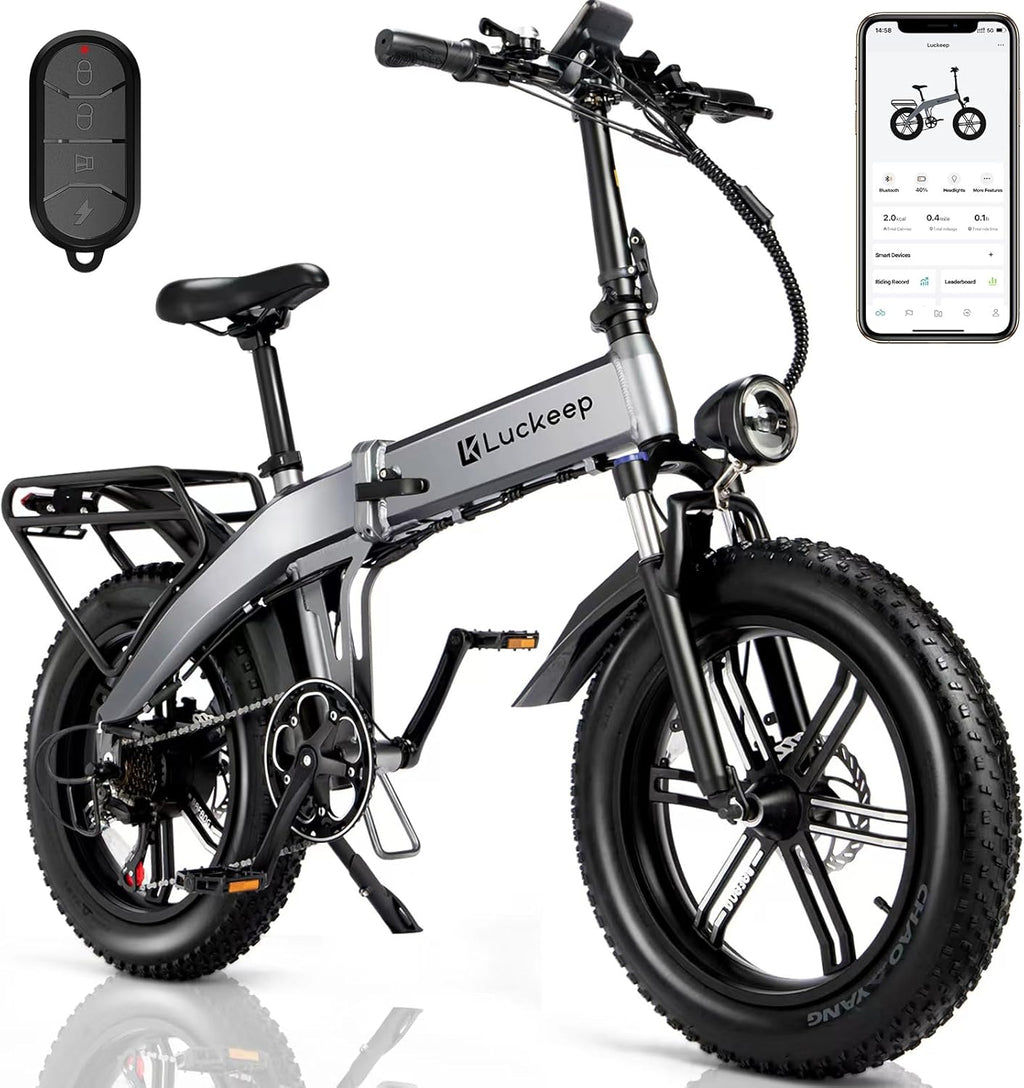 Folding Electric Bike for Adults 1200W Peak BaFang Motor 30MPH 60Miles Range 48V 15AH (720WH) Removable Battery 20" Fat Tire E-Bikes for Adults UL 2849 Certified Ebike