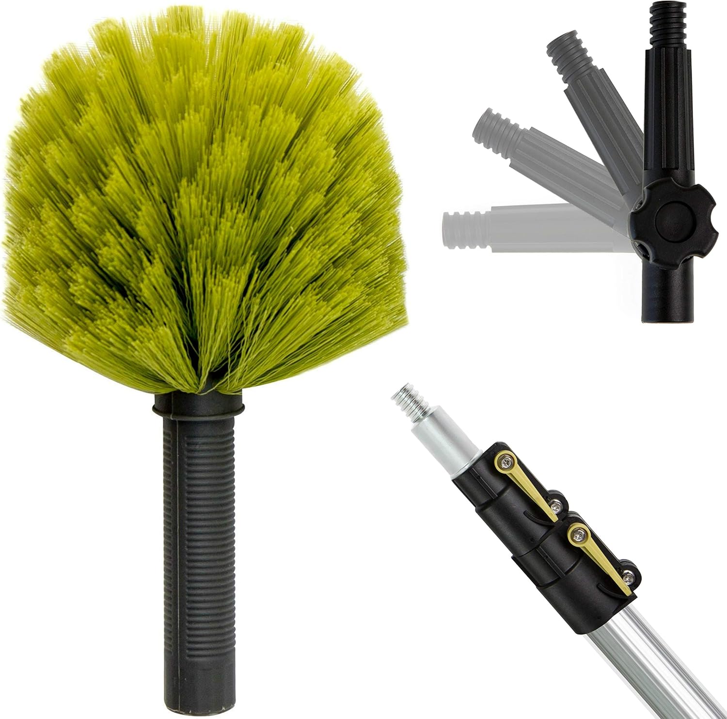 DocaPole 7-30 Foot (36 Ft Reach) Telescoping Extension Pole with Cobweb Duster for High Ceilings and Corners