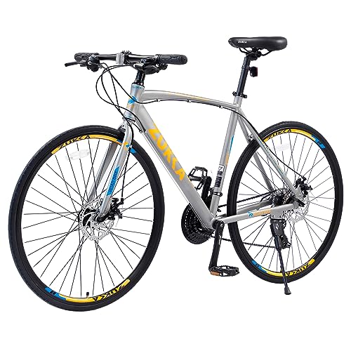 700C Wheel Road Commuter Bike, 700C Road Bike,24 Speed Hybrid Road Bicycle with Light Aluminum Alloy Frame for Adult Men and Women，Heavy Duty Racing Bike Up to 330LBS,4 Colors