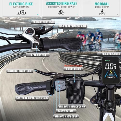 SMLRO Electric Bike V3 for Adults, Dual Motors 2000W 35MPH Electric Mountain Bicycle with 48V 22.4AH Removable Battery, 7 Speed 26" Fat Tire Full Suspension Hydraulic Disc Brake