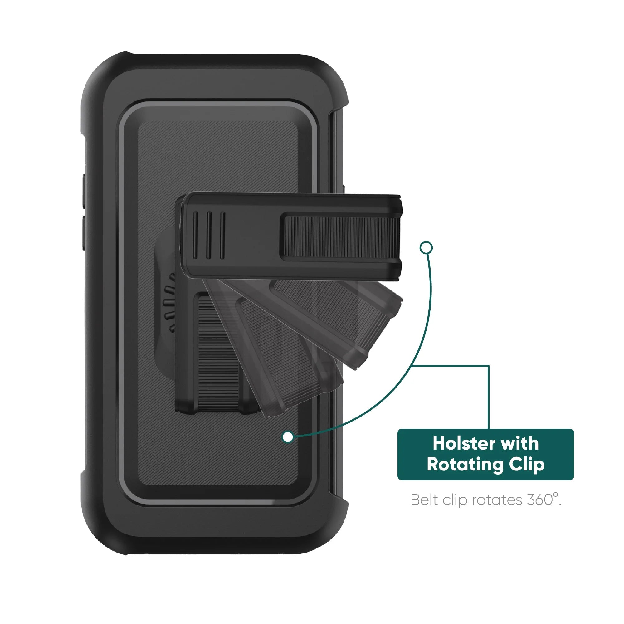 onn. Rugged Phone Case with Holster for Samsung Galaxy S23 5G - Black