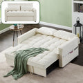 Convertible Sofa Bed, 3 in 1 Velvet Sleeper Loveseat with Pull Out Bed, Adjustable Backrest, 2 Pillows and 2 Foldable Side Table, Futon Loveseat Couches for Living Room, No.2-Black