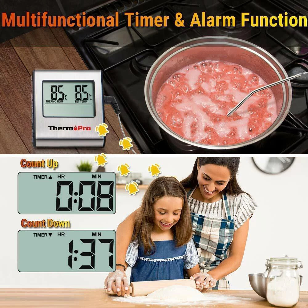 Digital Cooking Meat Thermometer & Clock Timer Food Steak Oven Smoker BBQ Grill, ThermoPro