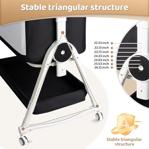 4 in 1 Baby Bassinet, Bassinet Bedside Sleeper with Wheels and Storage Basket, Adjustable 7 Heights Bedside Sleeper with Changing Station, Breathable Mesh Rocking Bassinet for Baby/Newborn