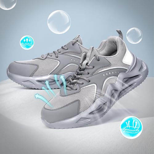 Hogent Steel Toe Shoes Men and Women Anti-Slip and Anti-Puncture Work Safety Shoes Lightweight Breathable Wear-Resistant Sneakers Indestructible Steel Toe Composite Shoes