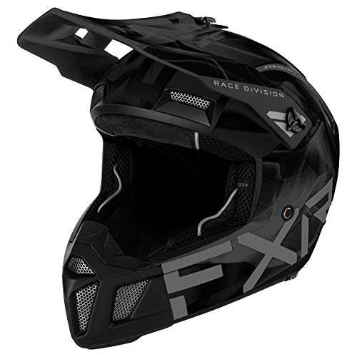 FXR Clutch Smoke Snowmobile Helmet Dual Density EPS Quick Release Black Ops - FMVSS 218