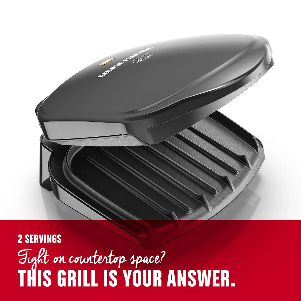 George Foreman GR10B 2-Serving Classic Plate Electric Indoor Grill and Panini Press, Black