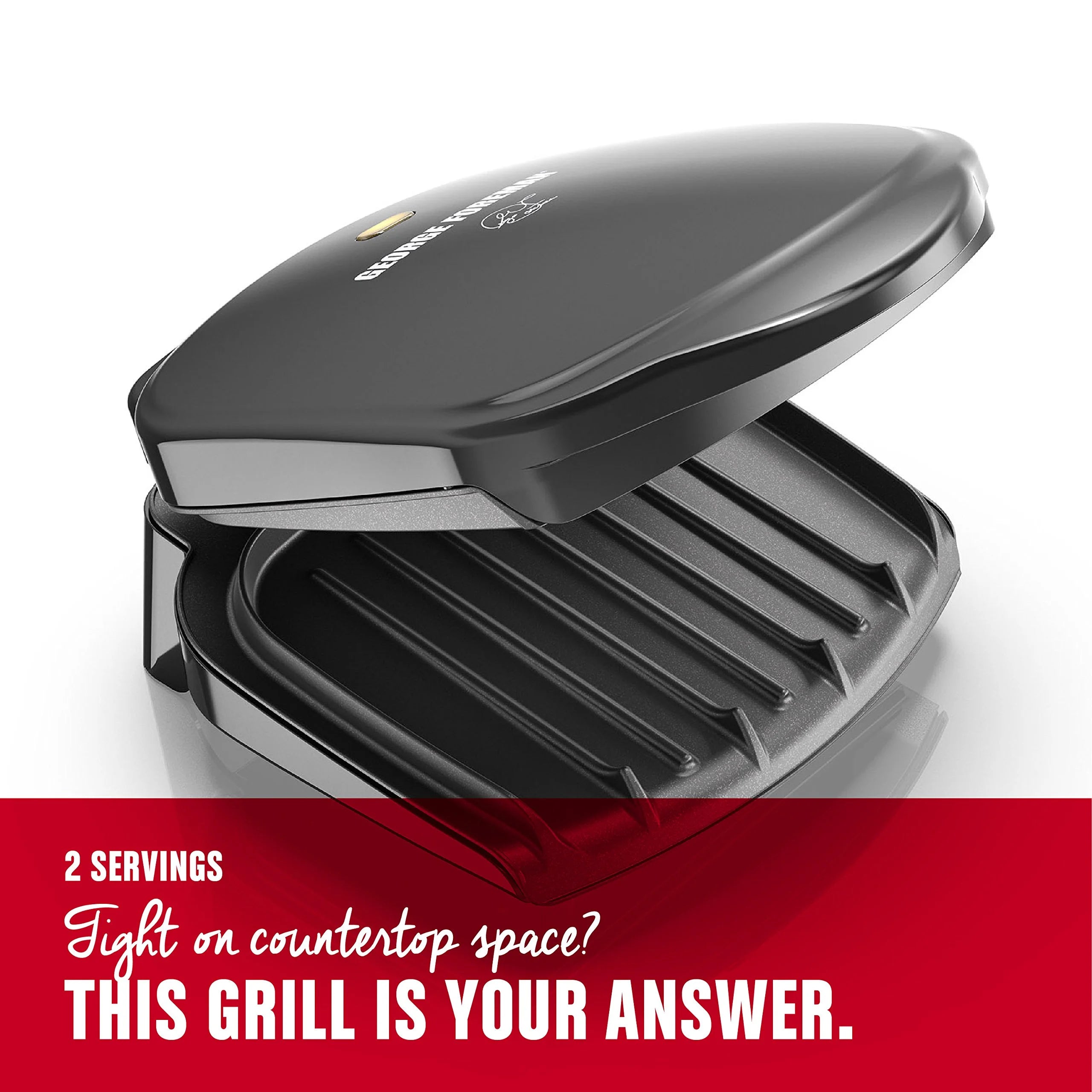 George Foreman GR10B 2-Serving Classic Plate Electric Indoor Grill and Panini Press, Black