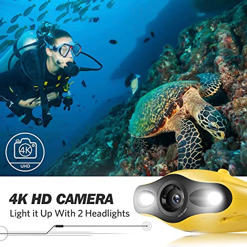 Underwater Drone Underwater Omnidirectional Movement 4K UHD Camera VR Headset Real-Time Control LED True 360° Ultra Wide Angle Posture Lock Slow Motion Image Stabilization