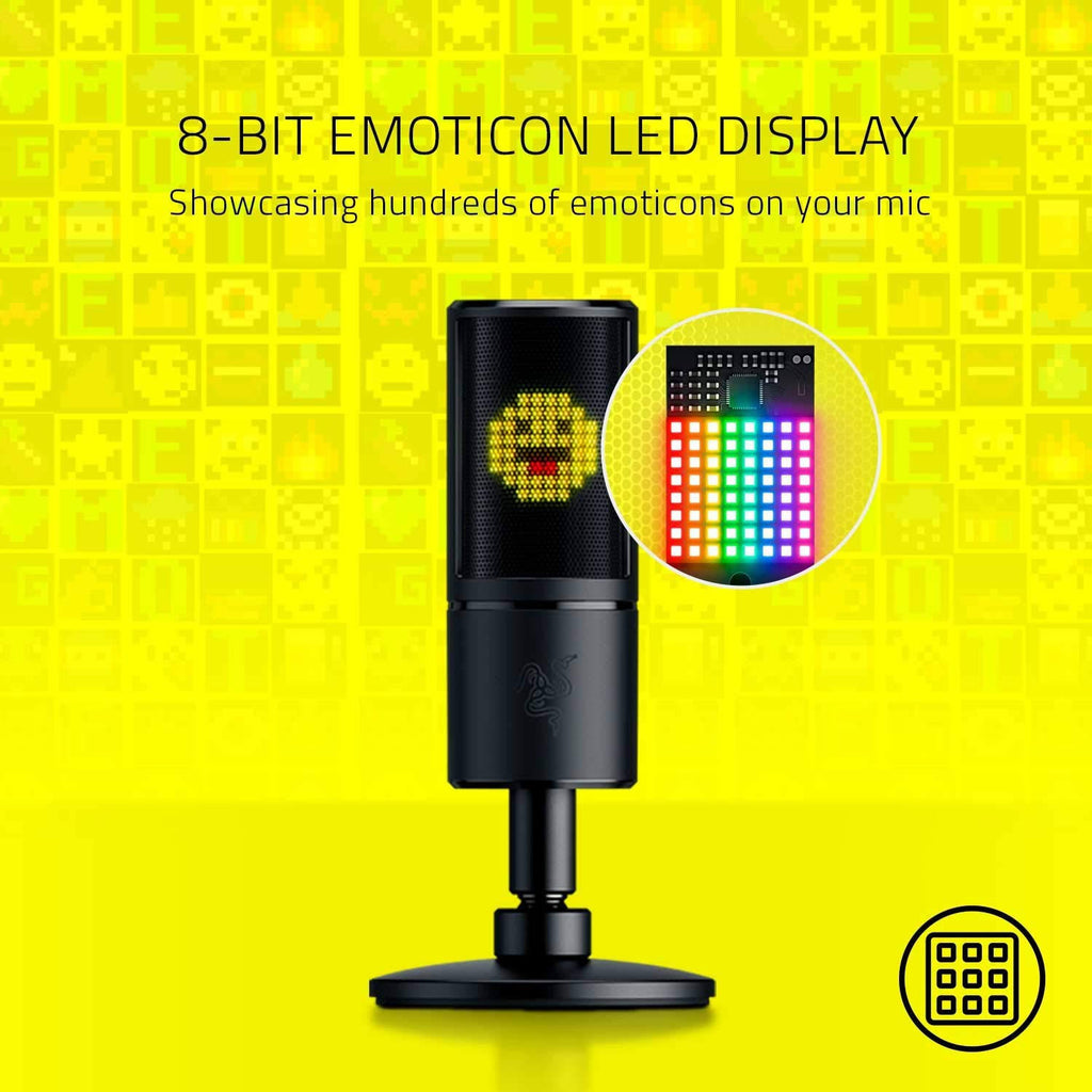 Razer Seiren Emote Streaming Microphone: 8-Bit Emoticon LED Display - Stream Reactive - Hypercardioid Condenser Mic