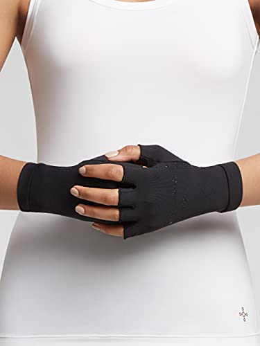 Tommie Copper Core Compression Half Finger Gloves, Unisex, Men & Women, Gloves for Hand Stiffness, Swelling & Joint Support