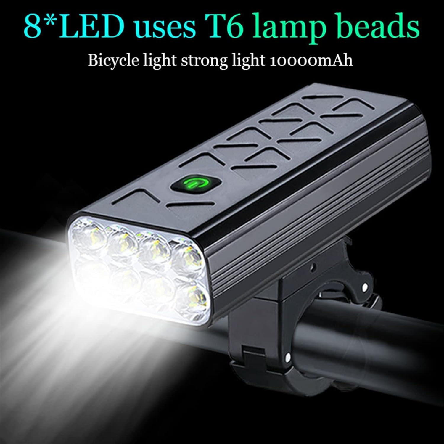8T6 LED Bicycle Light USB Rechargeable 10000mAh Bike Light Rear Headlight Super Bright Flashlight MTB Rode Cycling Front Lamp (Color : 10000mAh-5000LM-B)