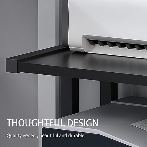 Printer Stand Printer Stand with Wheels, Under Desk Printer Stand, 2 Tier Printer Shelf Printer Copier Stand for Home Office Microwave Rack Shelf
