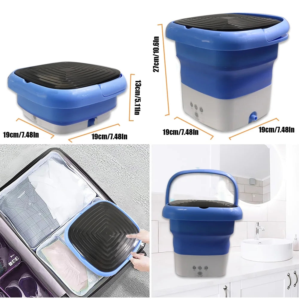 Portable Washing Machine, Foldable Mini Washer and Dryer Combo, Small Foldable Bucket Washer for Baby Clothes, Underwear or Small Items, Apartment, Dorm, Camping, RV Travel laundry