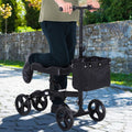 HOMCOM Medical Foldable Steerable Leg Knee Walker Scooter with Basket Attachment, Size: 14.25, Black