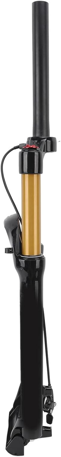 Bike Fork 27.5 Inch Mountain Bike Front Fork Suspension Fork High Strength Remote Lockout Straight Steerer Silent Bike Suspension Front Fork for Cycling Gold Tube