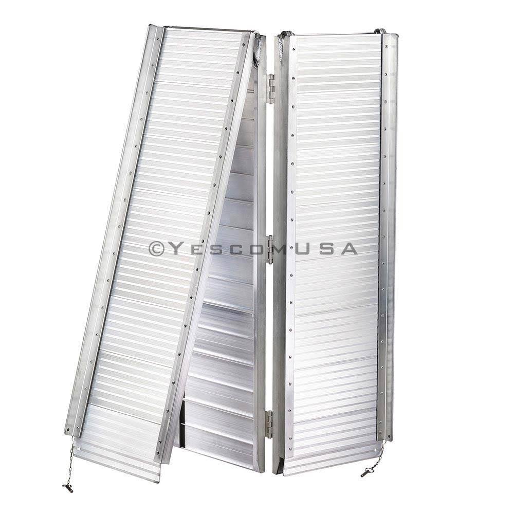 Yescom 8& Aluminum Portable Folding Wheelchair Ramp Mobility Handicap Scooter, Size: 1XL